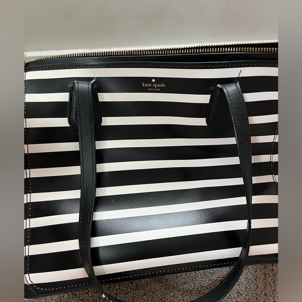 Kate spade New York black and white striped purse
